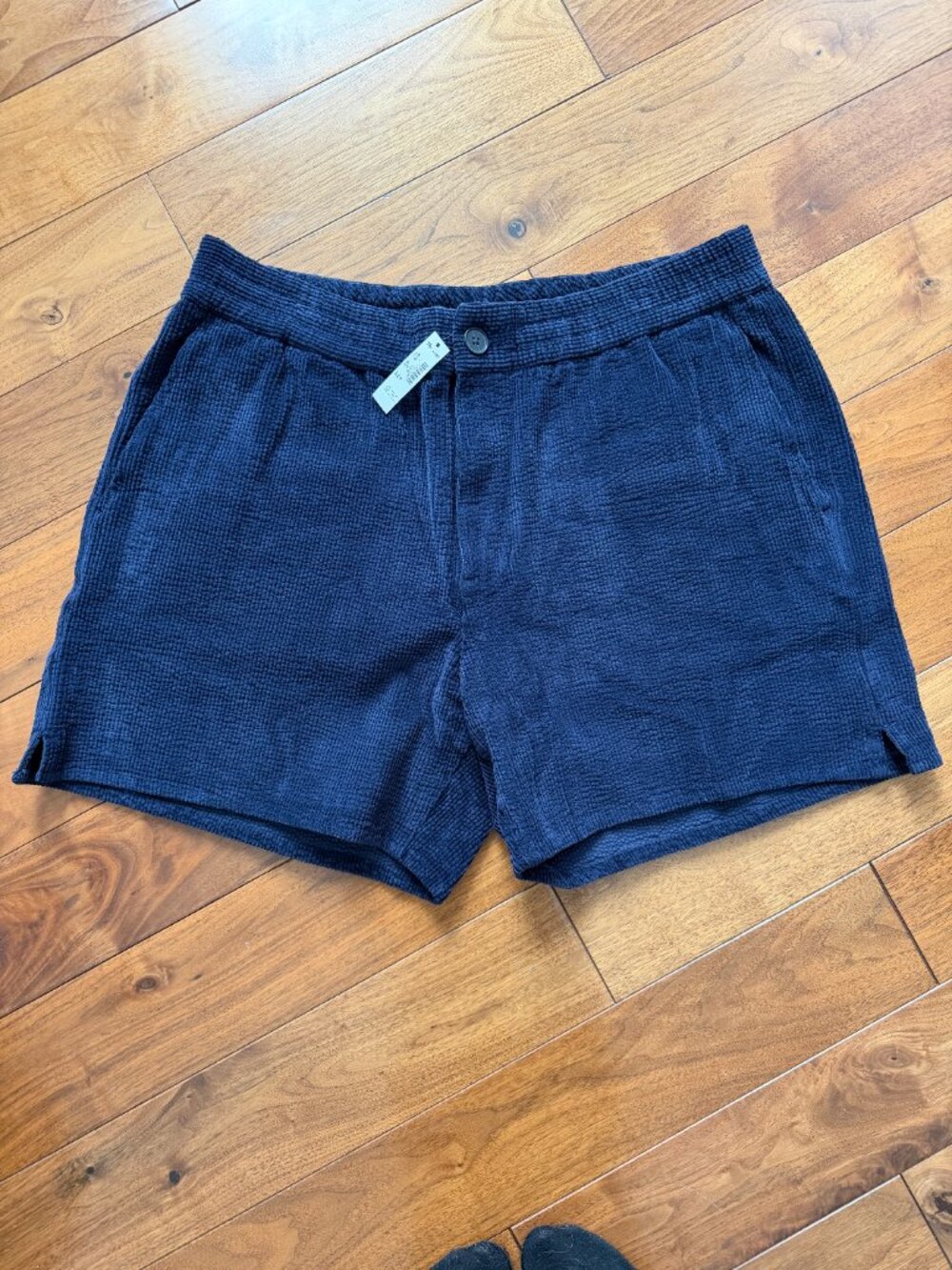 Madewell Textured High-Waist Navy Blue Shorts